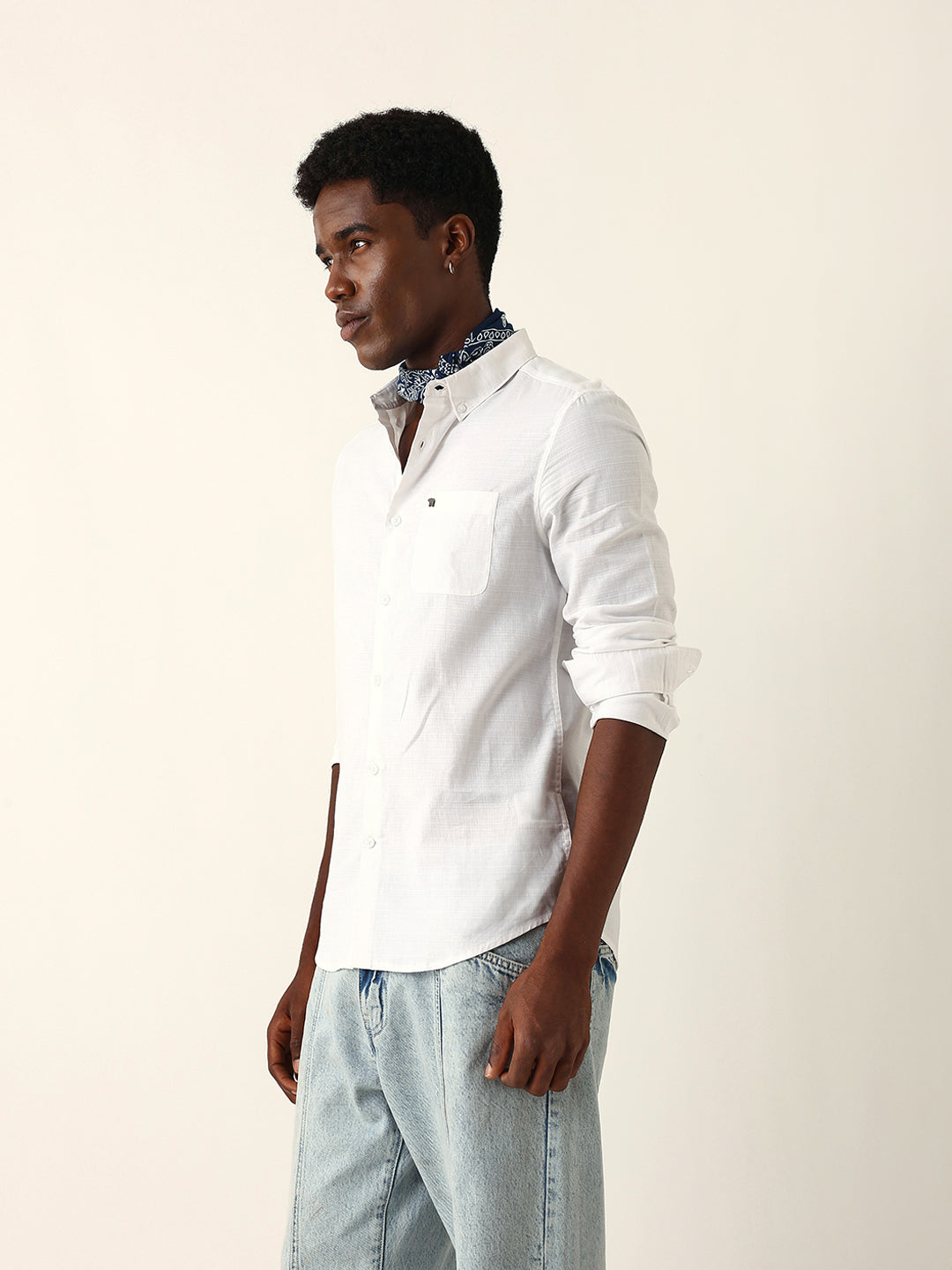 Men White Casual Shirt