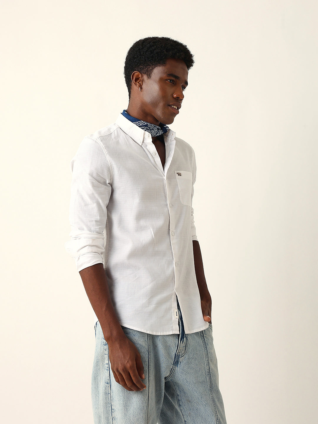 Men White Casual Shirt