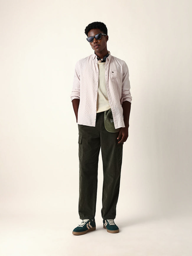 Men Pink Viscose Rayon Checked Shirt