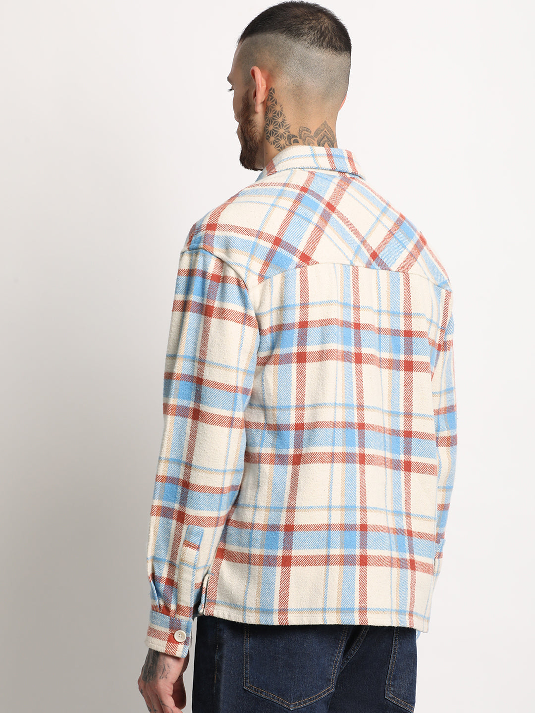 Men  Multi-color Checkered Relax Fit Shacket