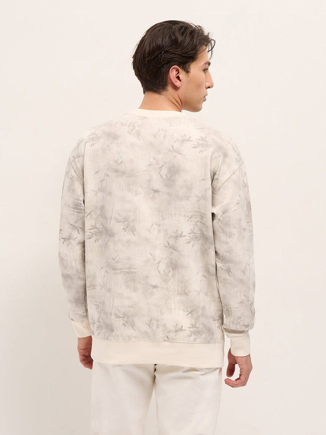 Men White Relaxed Fit Crew Neck T-Shirt