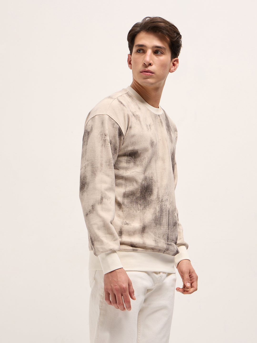 Men Beige Regular Fit Crew Neck T-Shirt