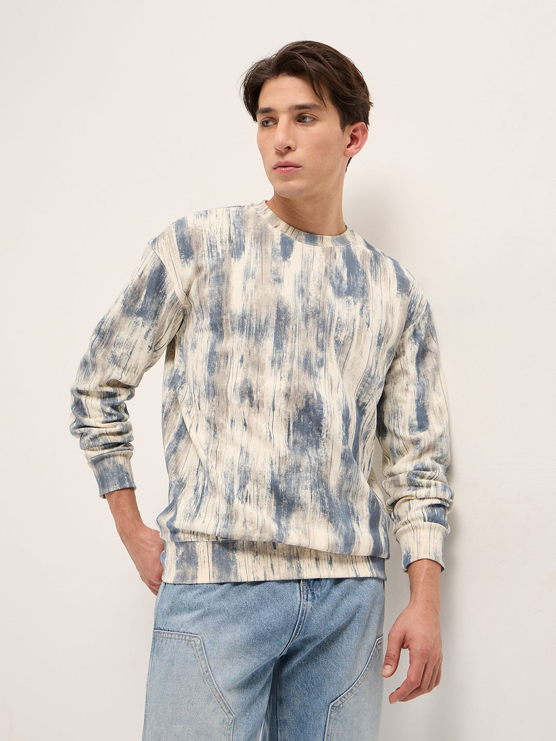Men Blue Regular Fit Crew Neck T-Shirt