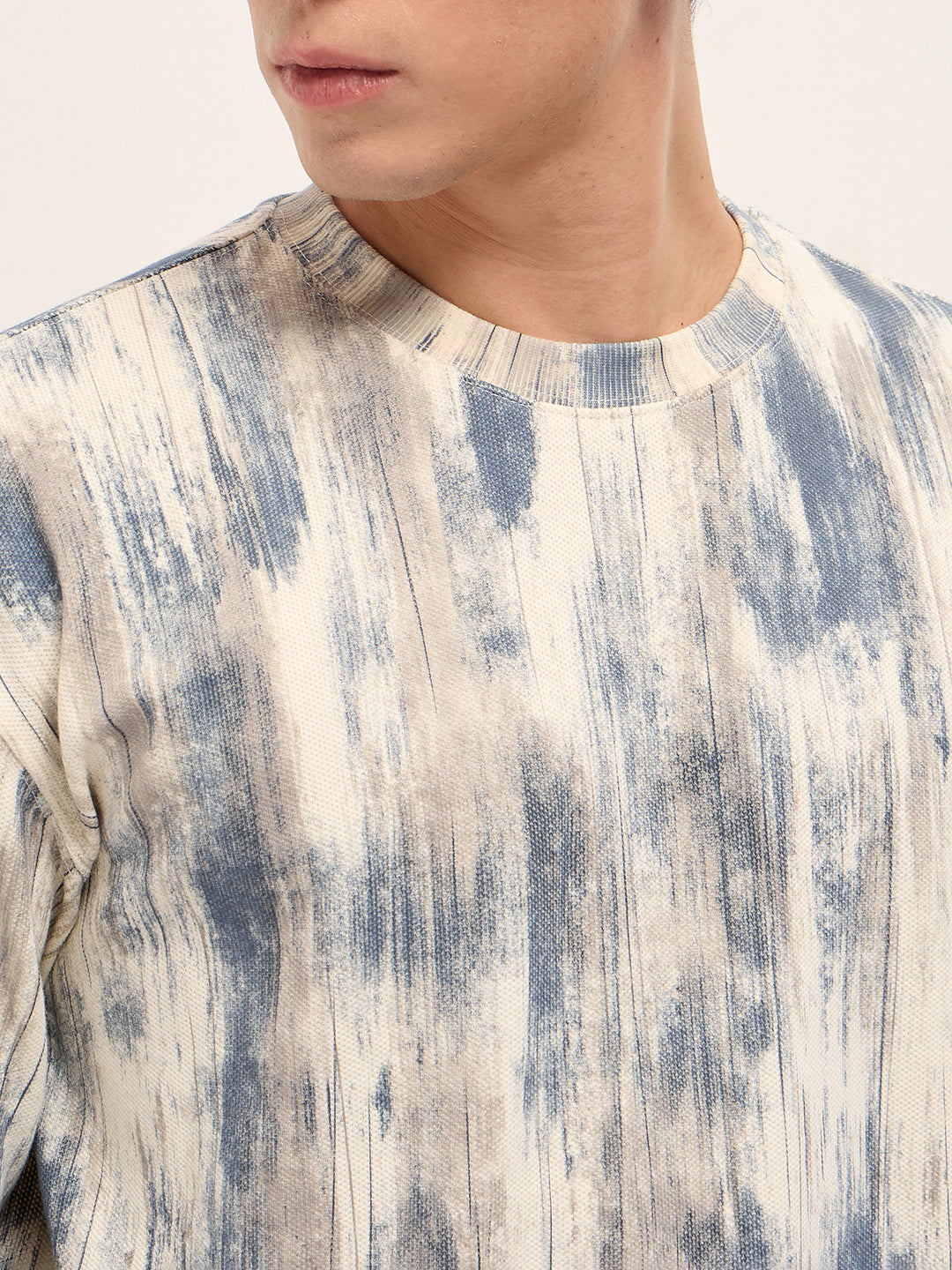 Men Blue Regular Fit Crew Neck T-Shirt
