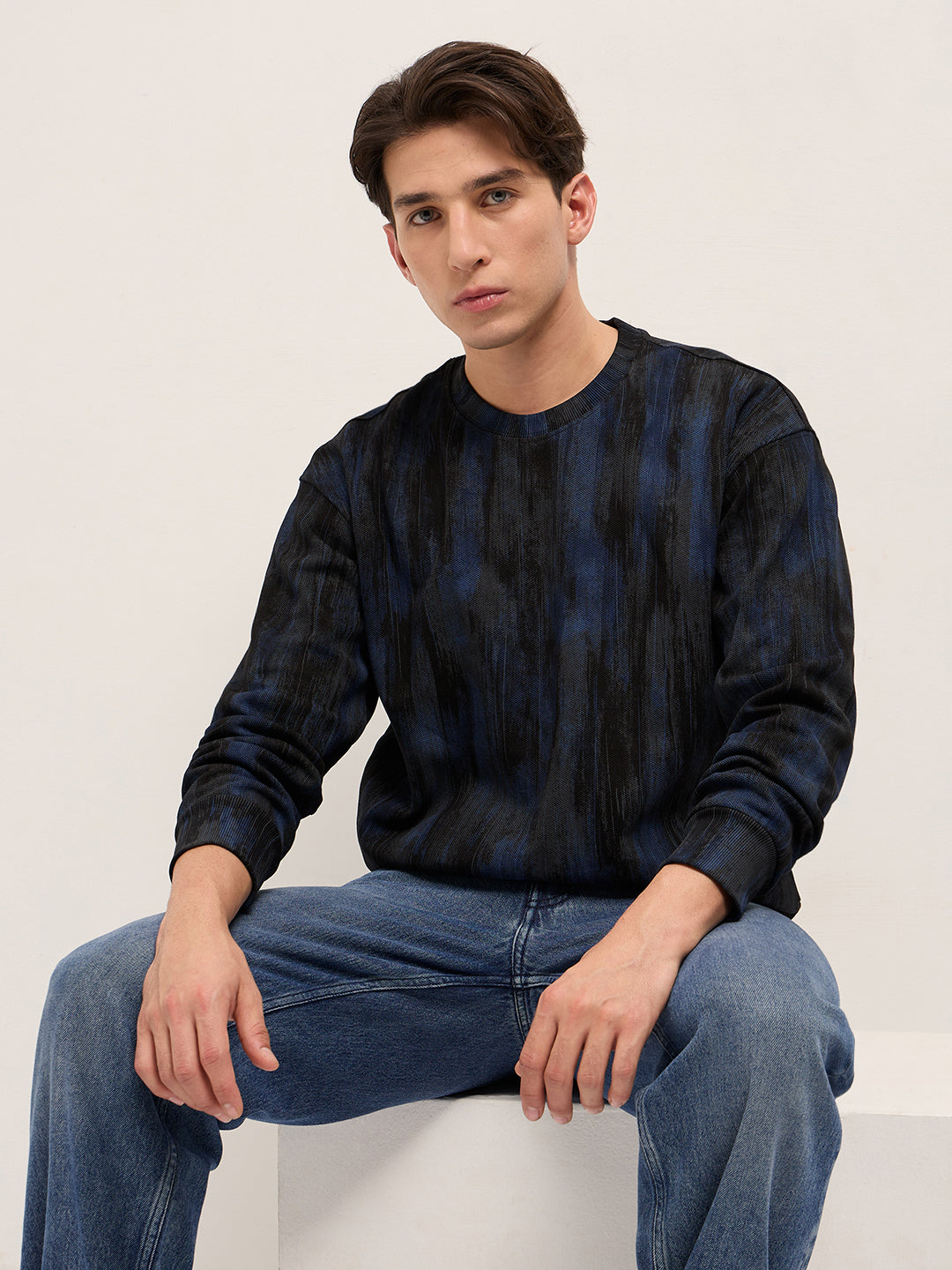 Men Blue Regular Fit Crew Neck T-Shirt