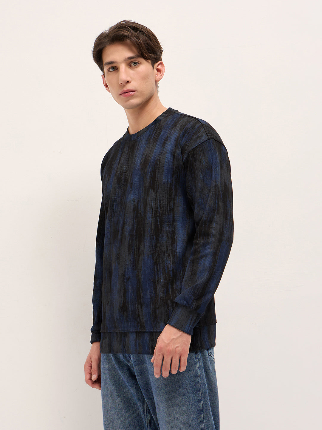 Men Blue Regular Fit Crew Neck T-Shirt