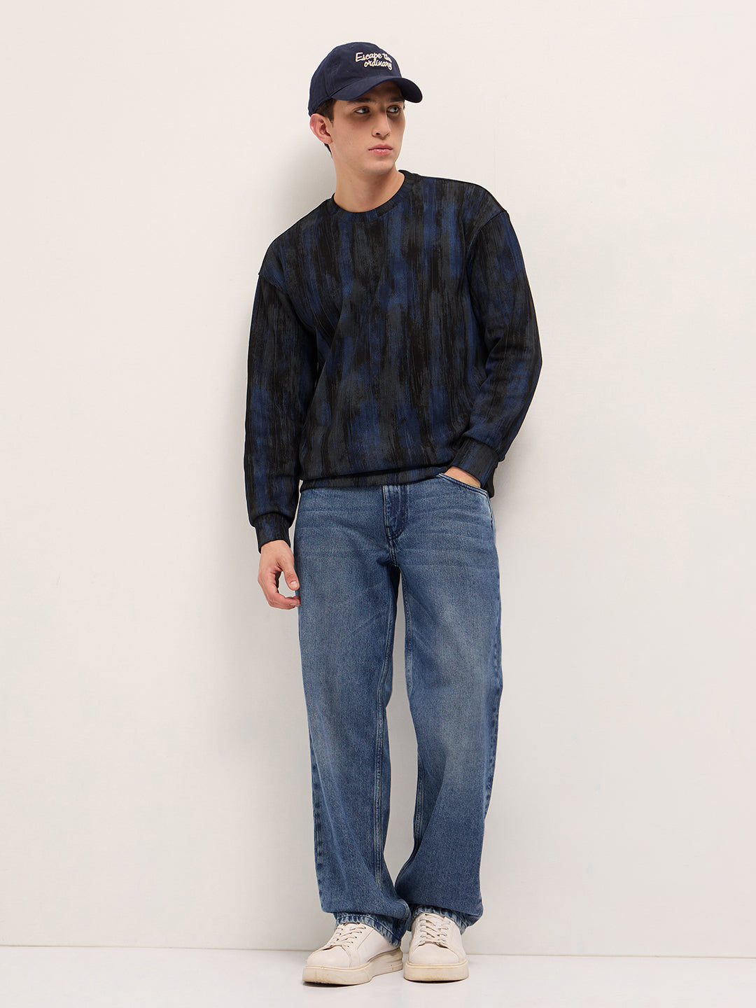 Men Blue Regular Fit Crew Neck T-Shirt