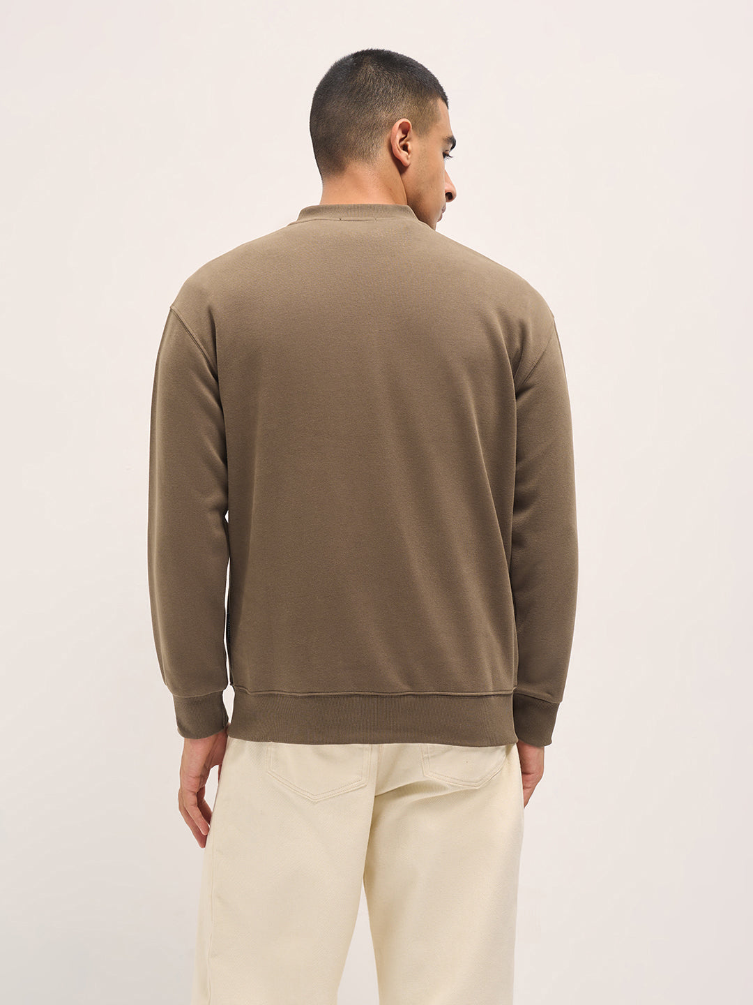 Men Brown Solid Relaxed Fit Henley Neck T-Shirt