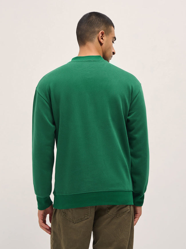 Men Green Solid Relaxed Fit Henley Neck T-Shirt