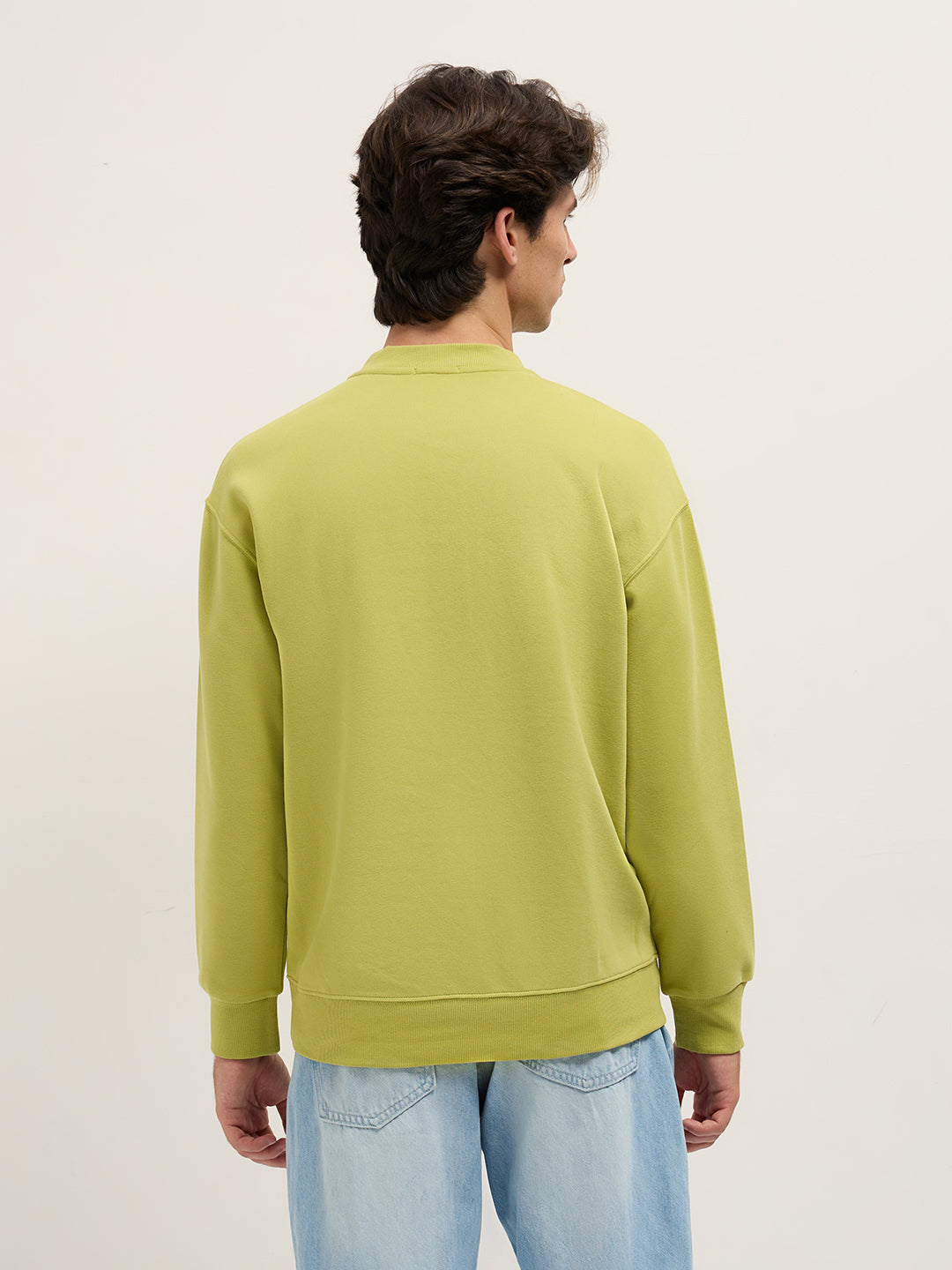 Men Lime Green Solid Relaxed Fit Henley Neck T-Shirt