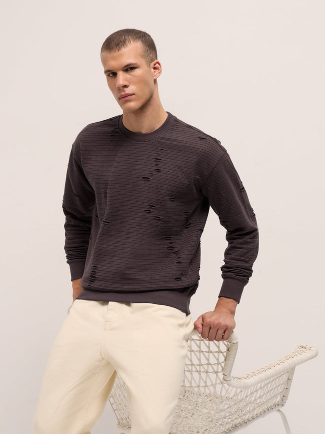 Men Purple Regular Fit Crew Neck T-Shirt