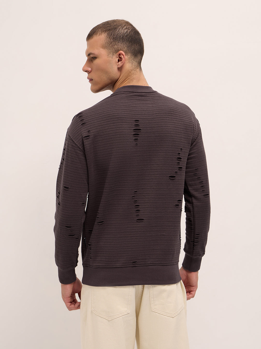 Men Purple Regular Fit Crew Neck T-Shirt