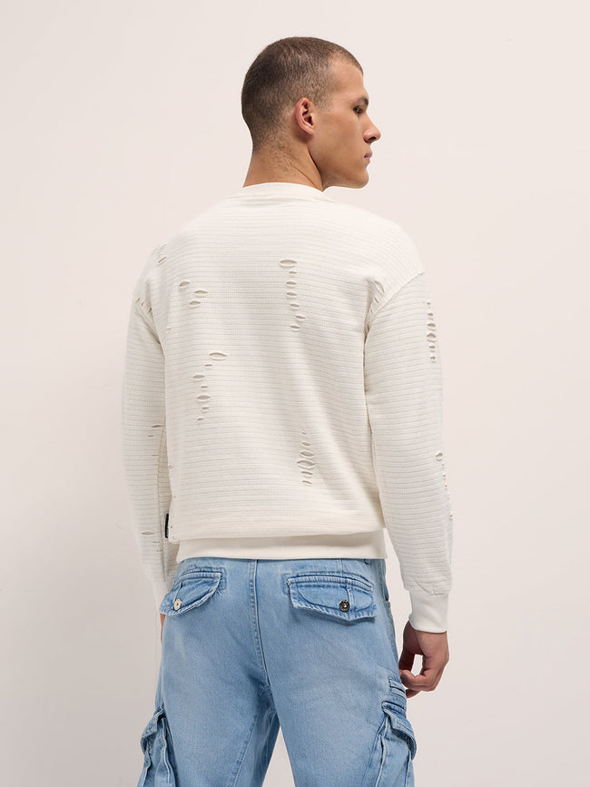 Men White Regular Fit Crew Neck T-Shirt