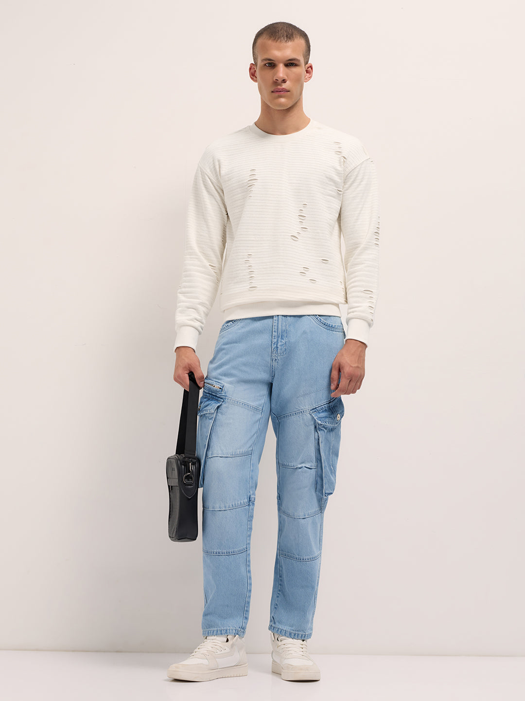 Men White Regular Fit Crew Neck T-Shirt
