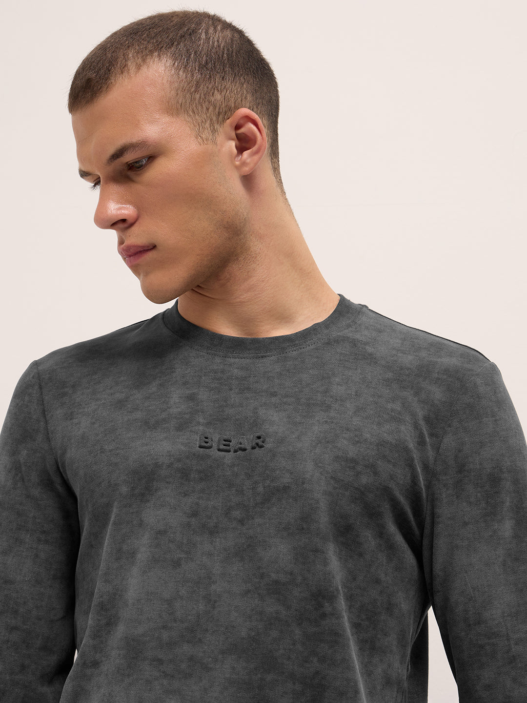 Men Grey Slim Fit Crew Neck T-Shirt