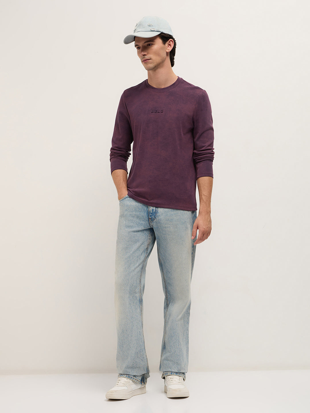 Men Purple Slim Fit Crew Neck T-Shirt