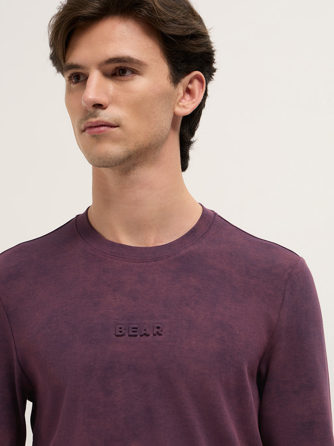 Men Purple Slim Fit Crew Neck T-Shirt