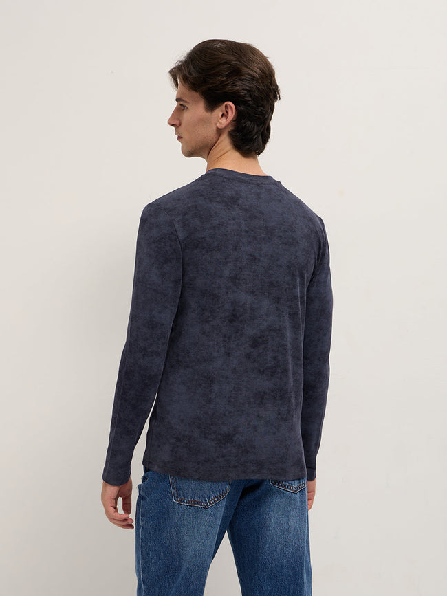 Men Blue Slim Fit Crew Neck T-Shirt