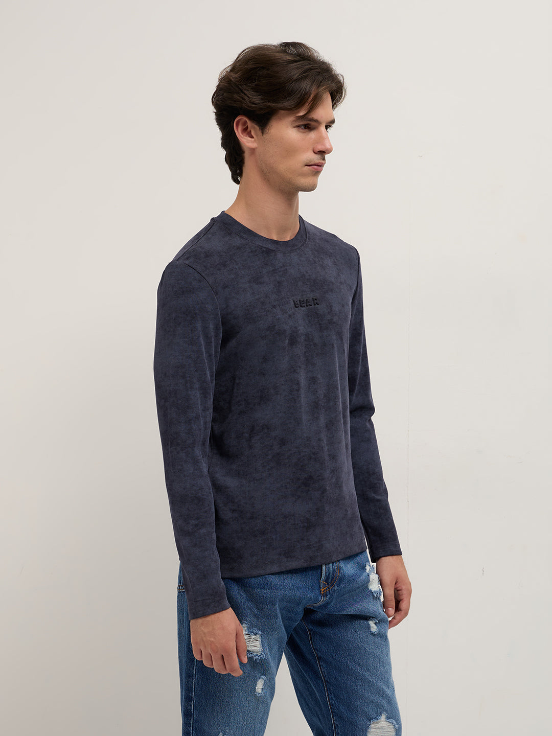 Men Blue Slim Fit Crew Neck T-Shirt
