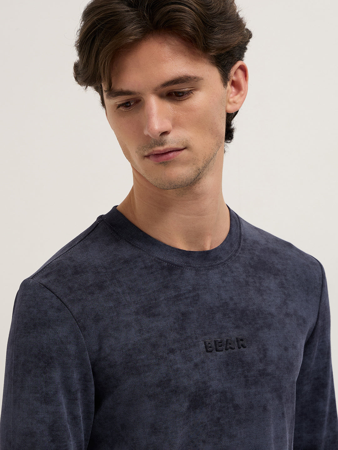 Men Blue Slim Fit Crew Neck T-Shirt
