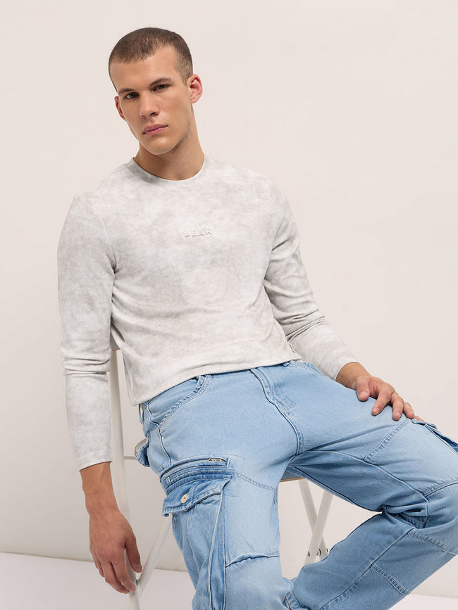 Men White Slim Fit Crew Neck T-Shirt