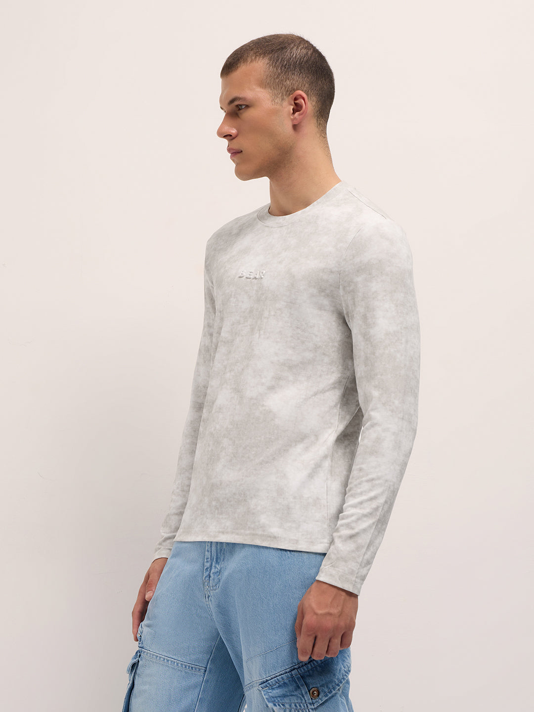Men White Slim Fit Crew Neck T-Shirt