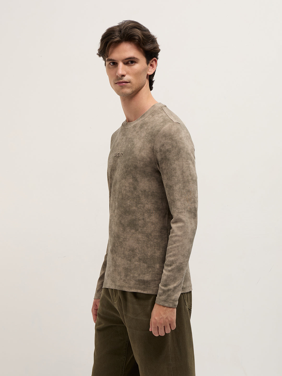 Men Grey Slim Fit Crew Neck T-Shirt