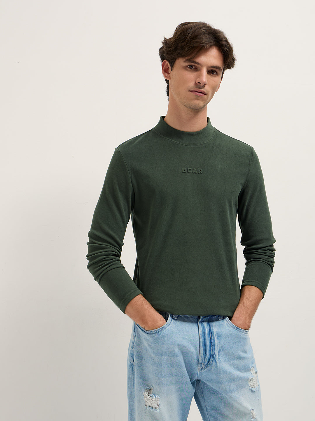 Men Green Slim Fit Crew Neck T-Shirt