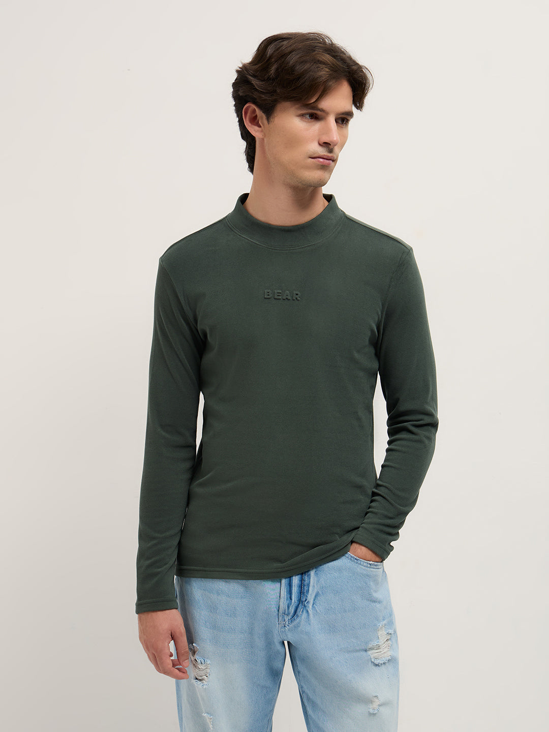 Men Green Slim Fit Crew Neck T-Shirt