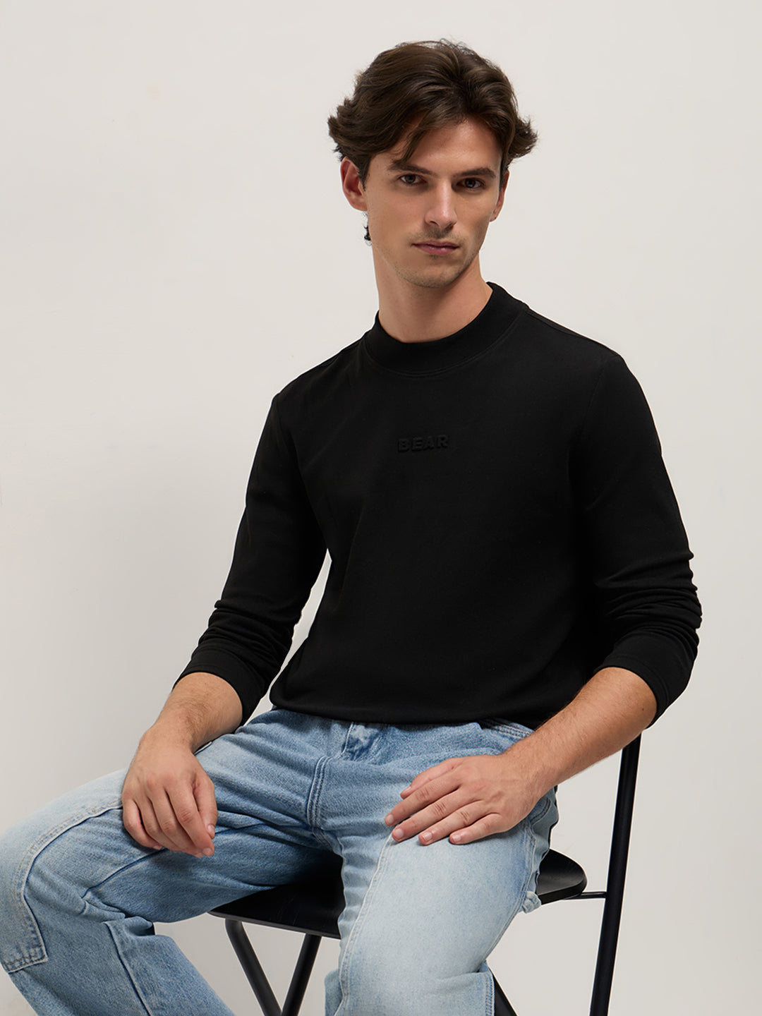 Men Black Slim Fit Crew Neck T-Shirt