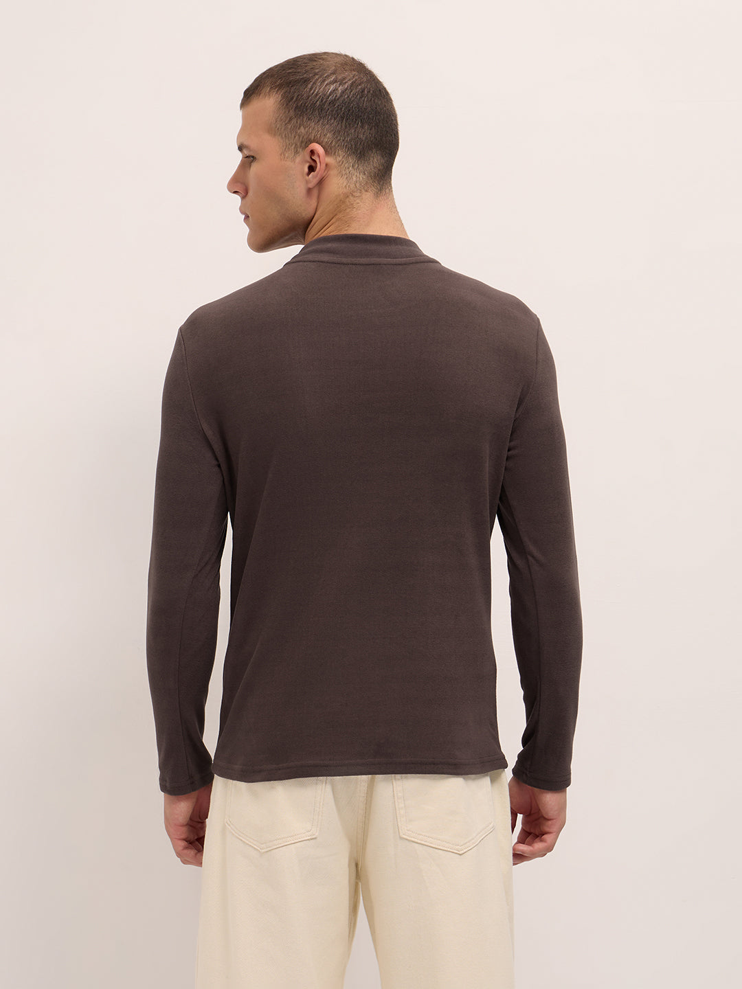 Men Brown Slim Fit Crew Neck T-Shirt