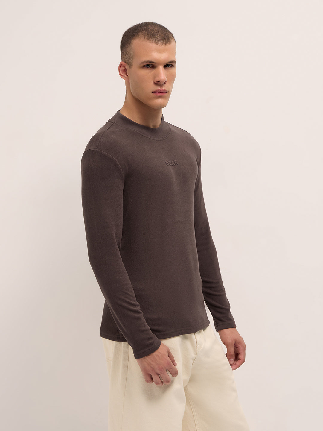 Men Brown Slim Fit Crew Neck T-Shirt