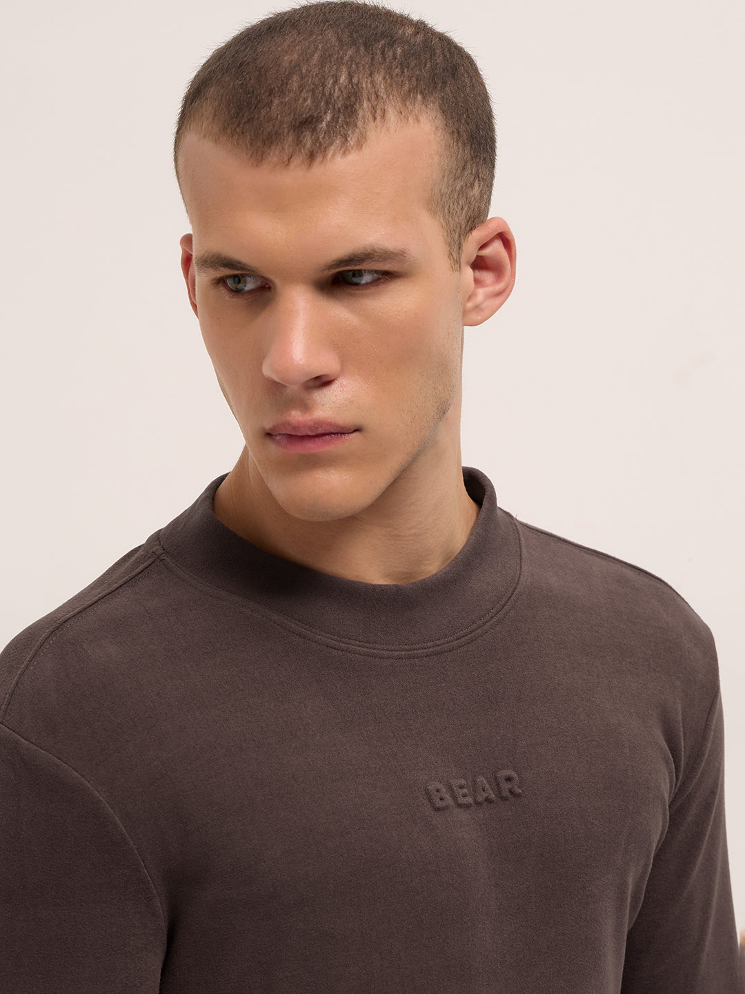 Men Brown Slim Fit Crew Neck T-Shirt
