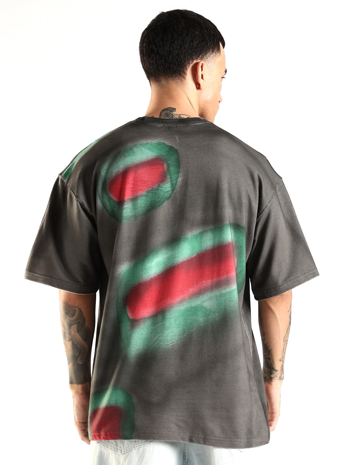 Men Multicolor Trendy Oversized Crew Neck T-Shirt
