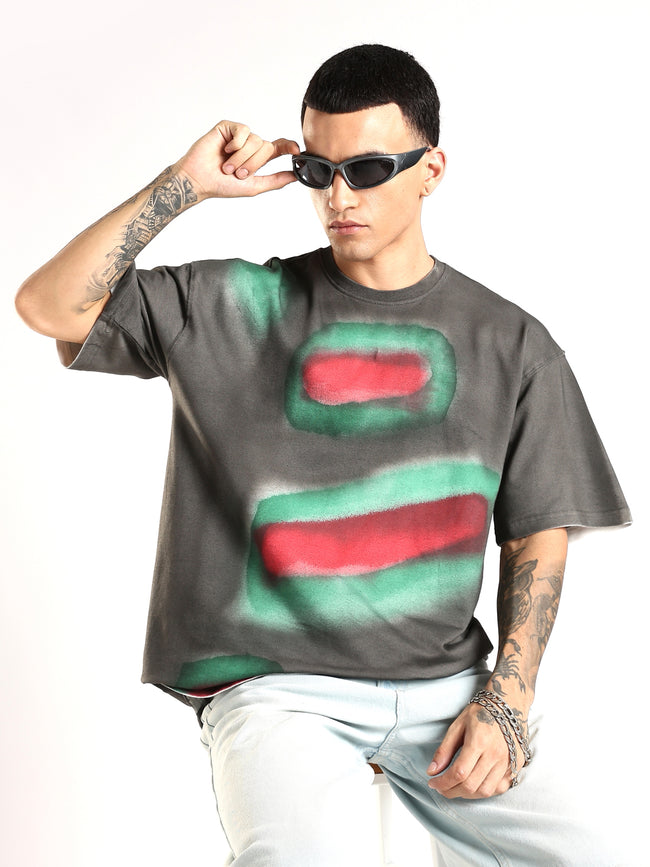Men Multicolor Trendy Oversized Crew Neck T-Shirt