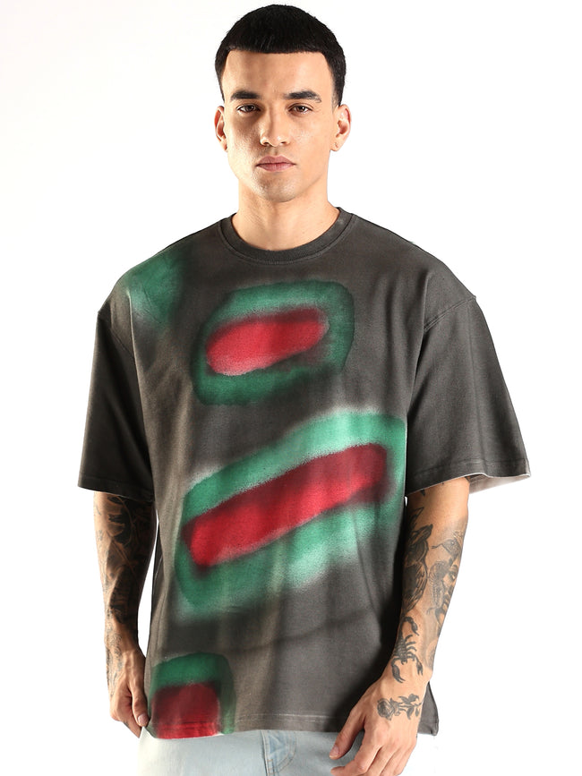 Men Multicolor Trendy Oversized Crew Neck T-Shirt
