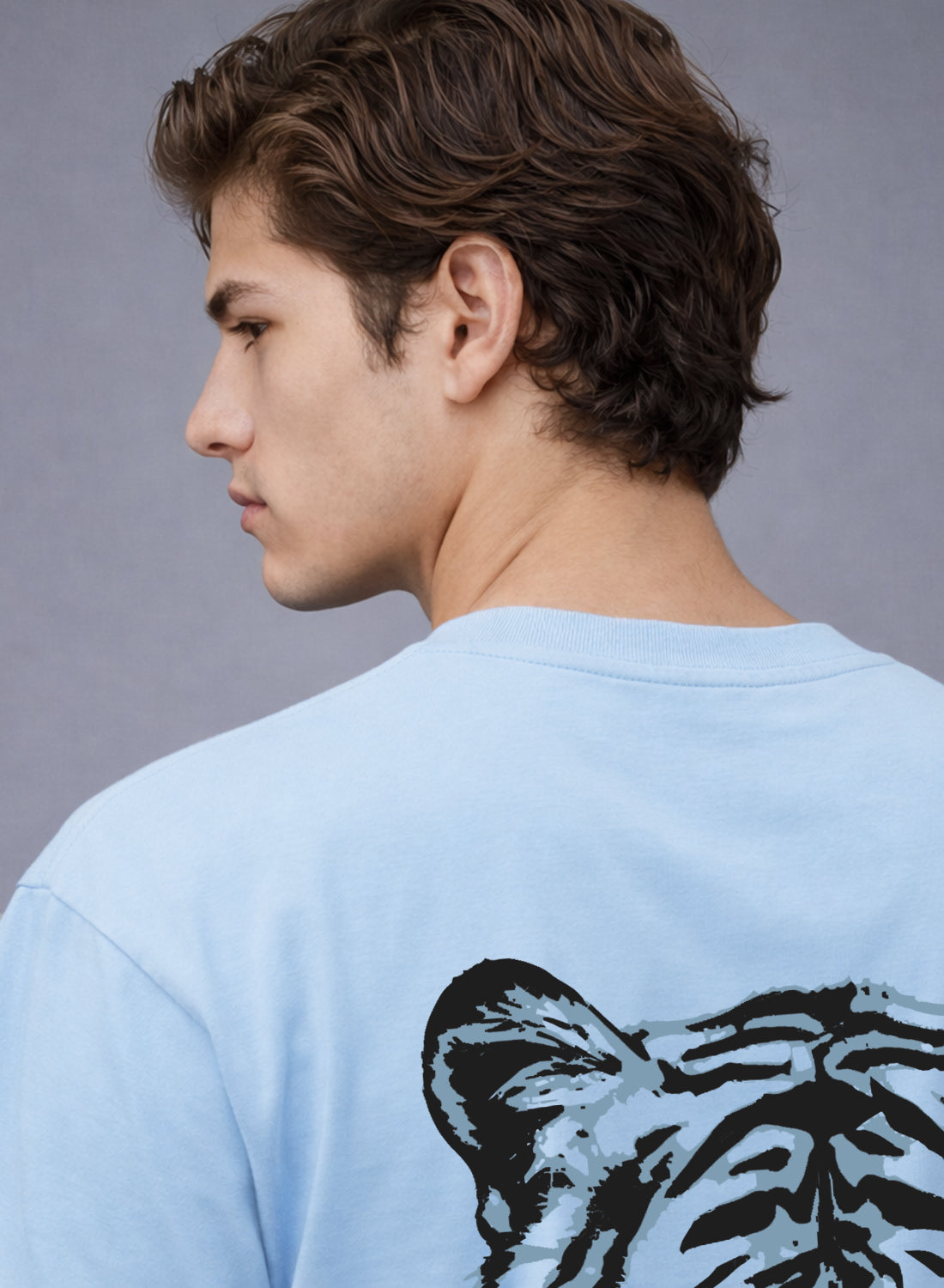 Men Oversize Fit Back Printed T-Shirt