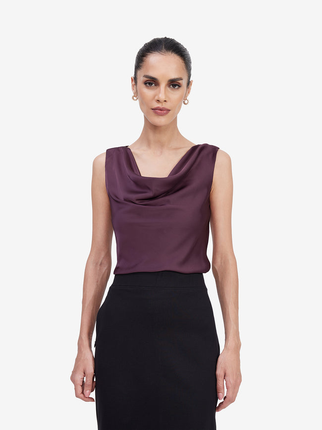 Women Wine Satin Top