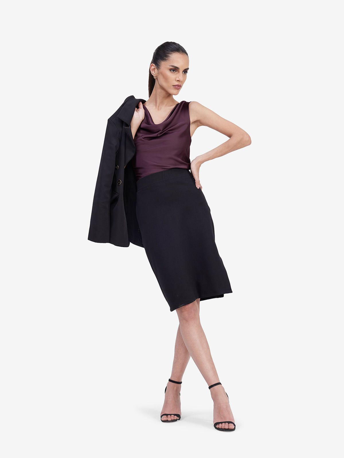 Women Wine Satin Top