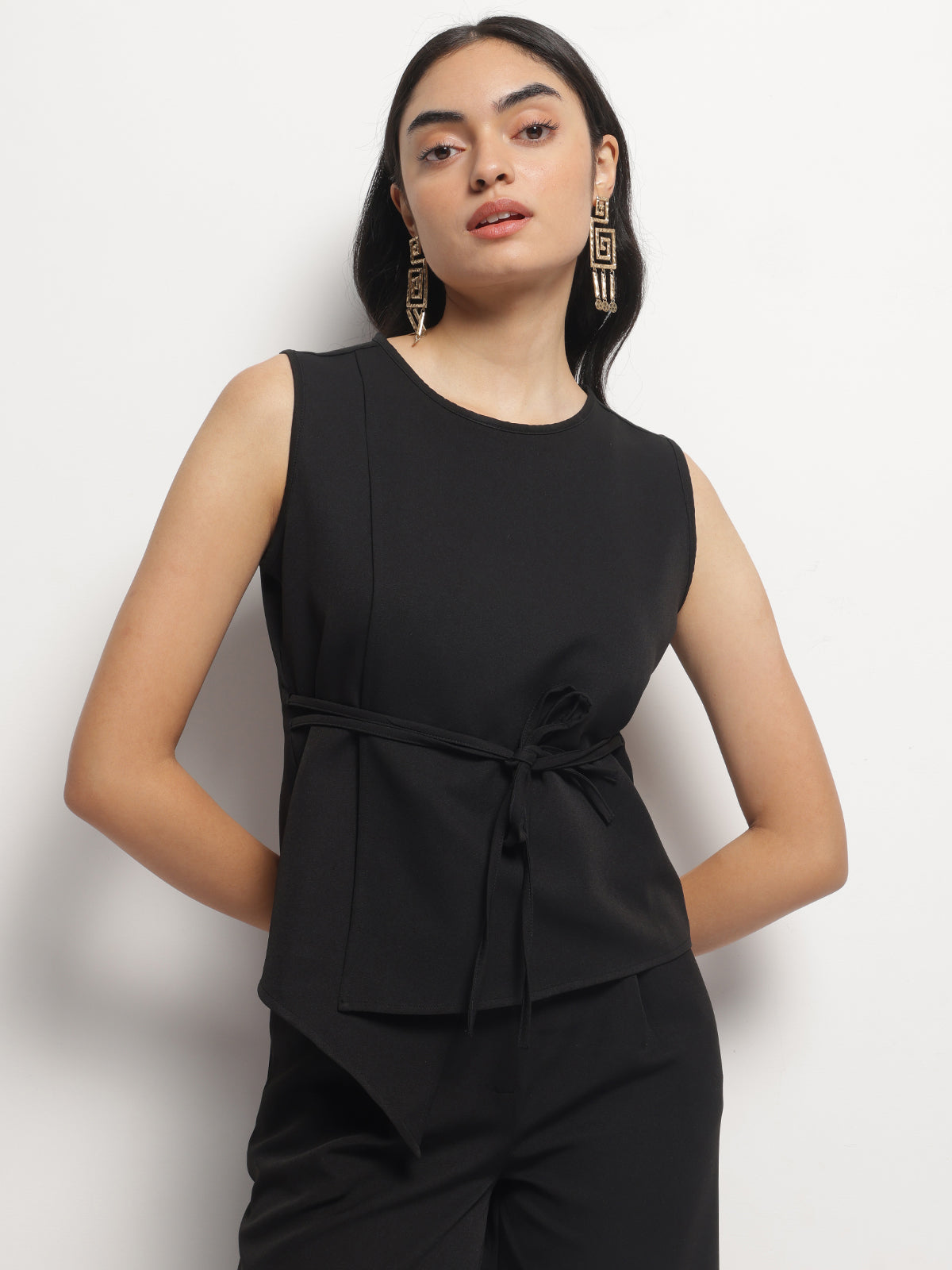 Women Overlap Asymmetrical Tie Knot Top