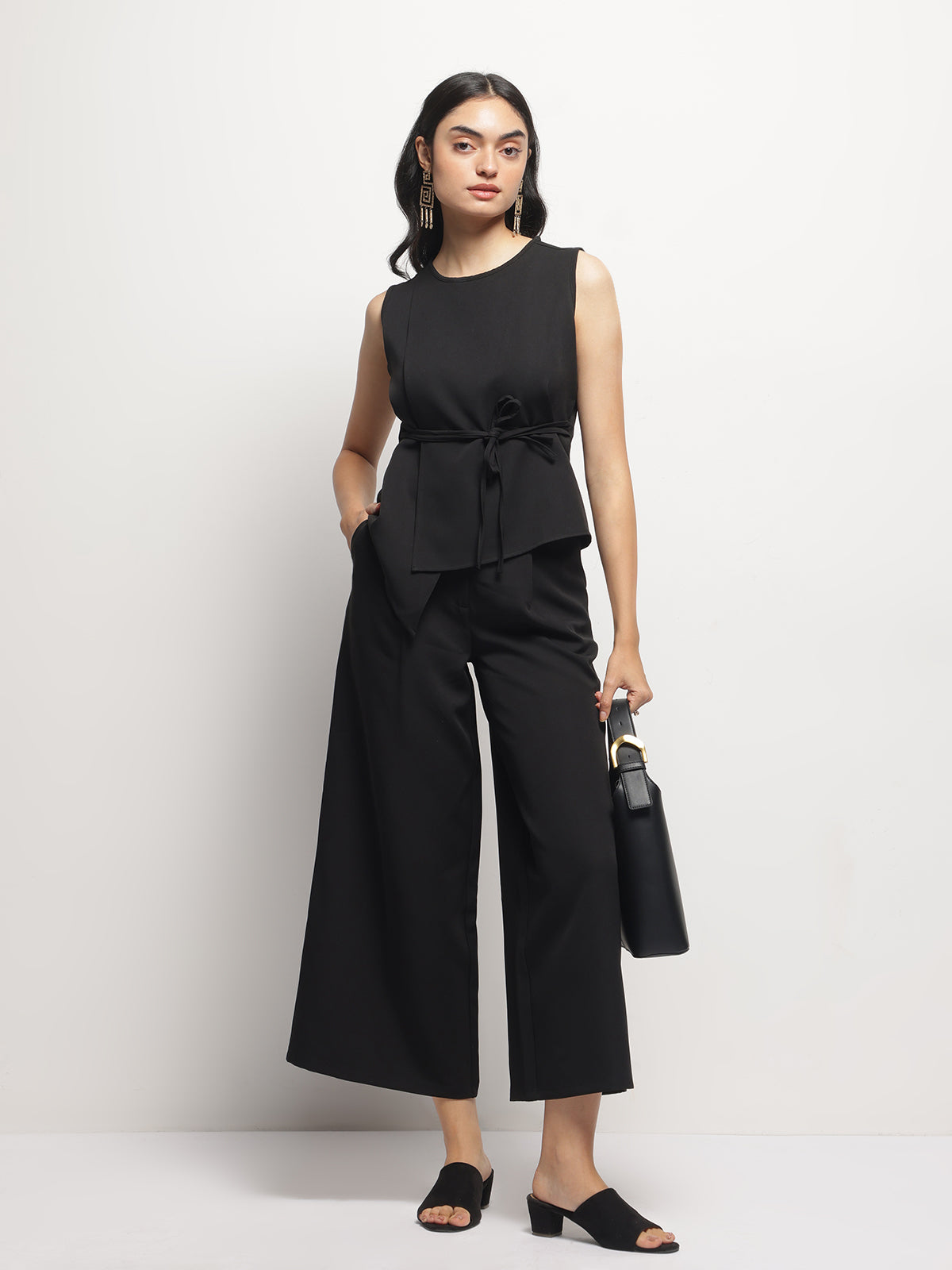 Women Overlap Asymmetrical Tie Knot Top