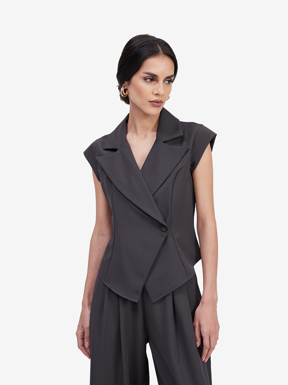 Women Grey Blazer Top