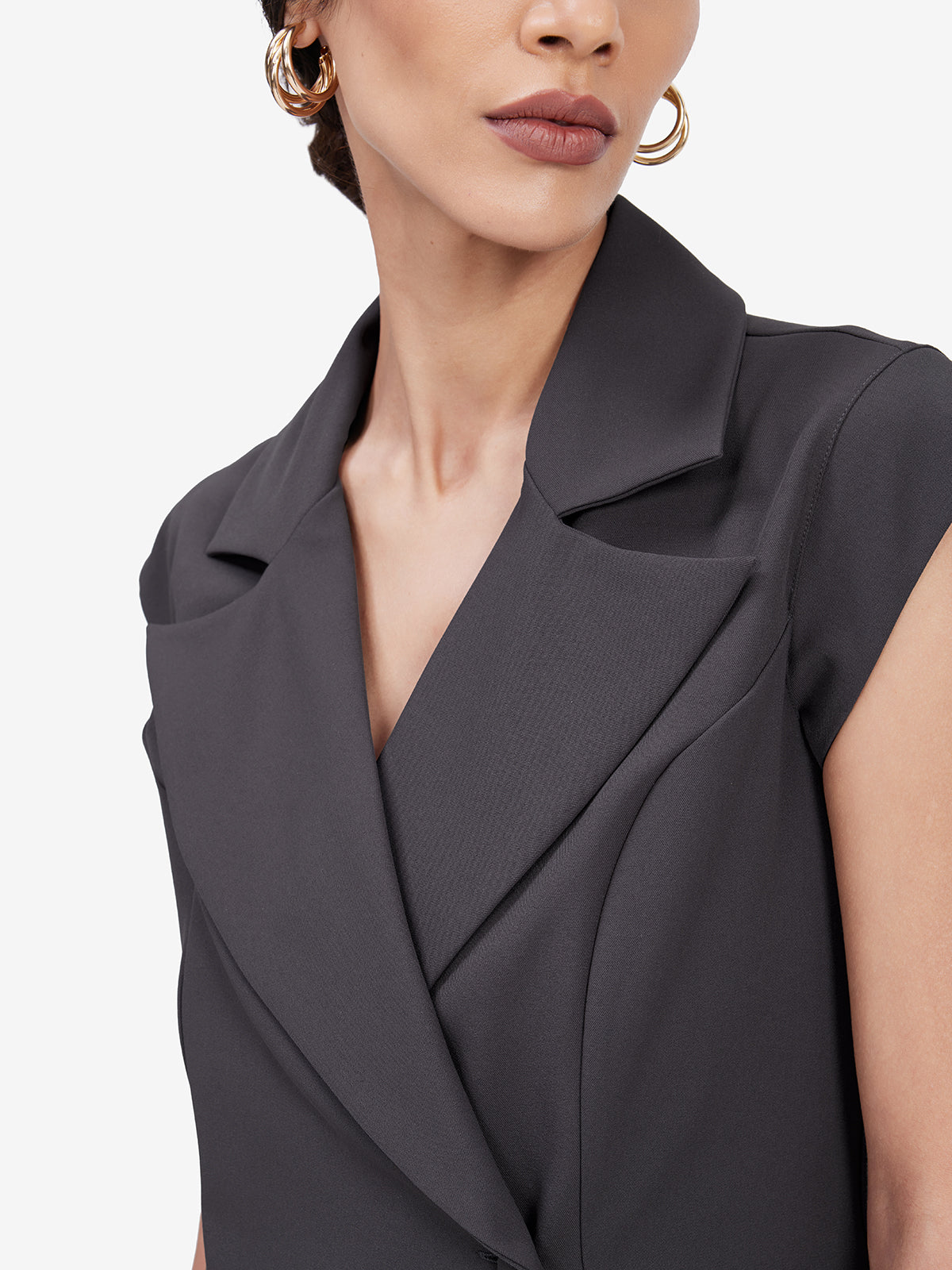 Women Grey Blazer Top