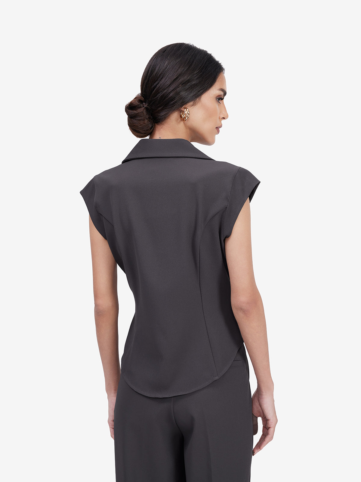 Women Grey Blazer Top