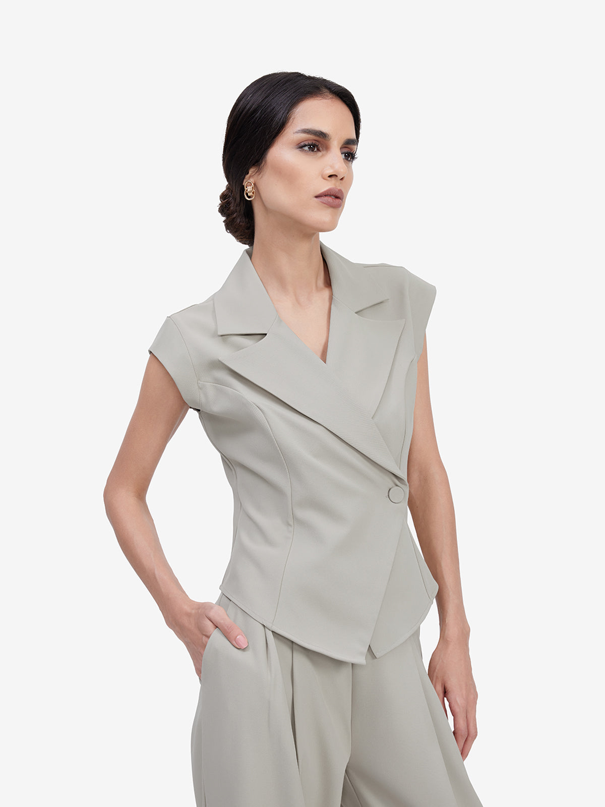 Women Cream Blazer Top