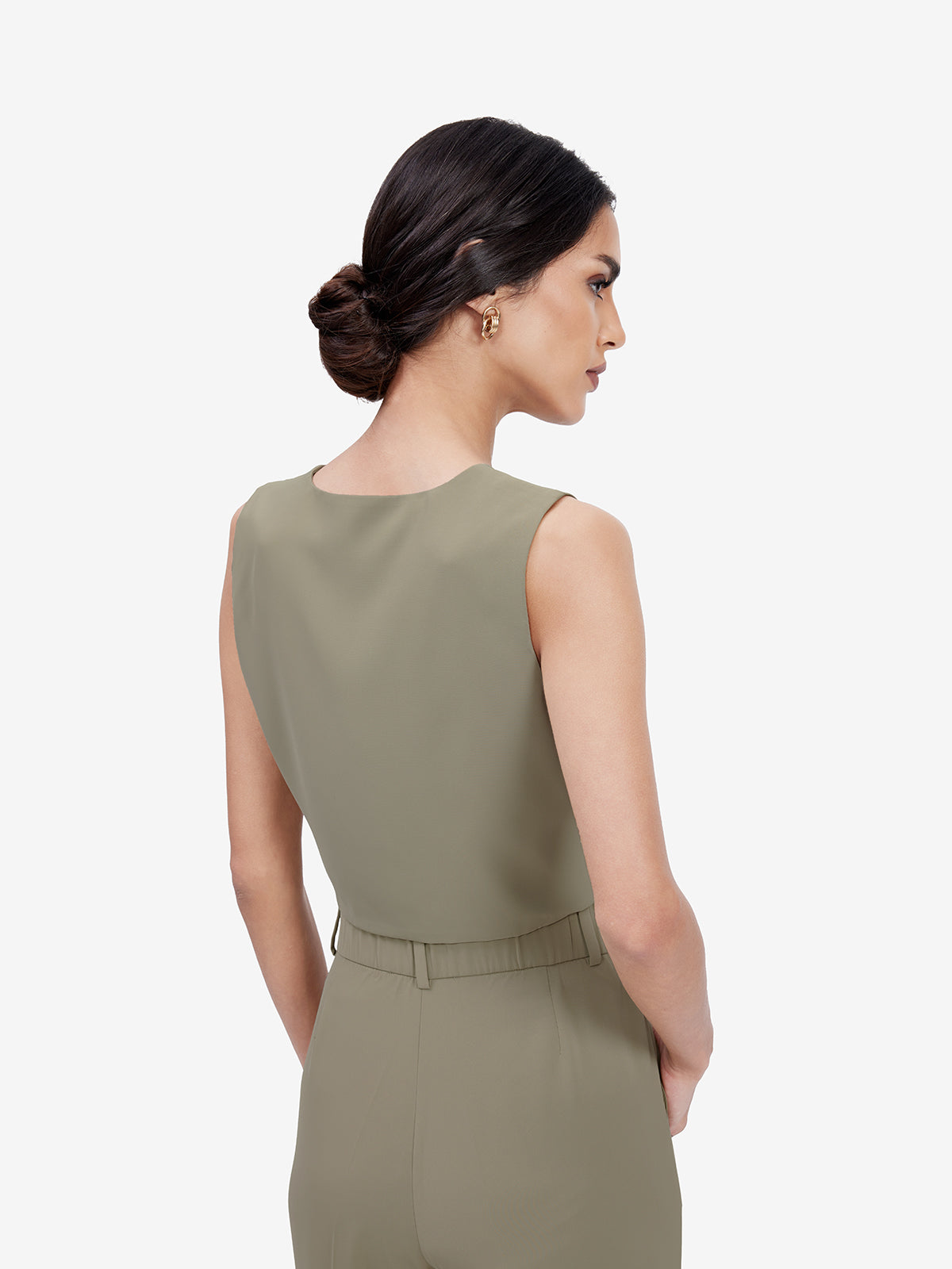 Women Olive Wrap Top