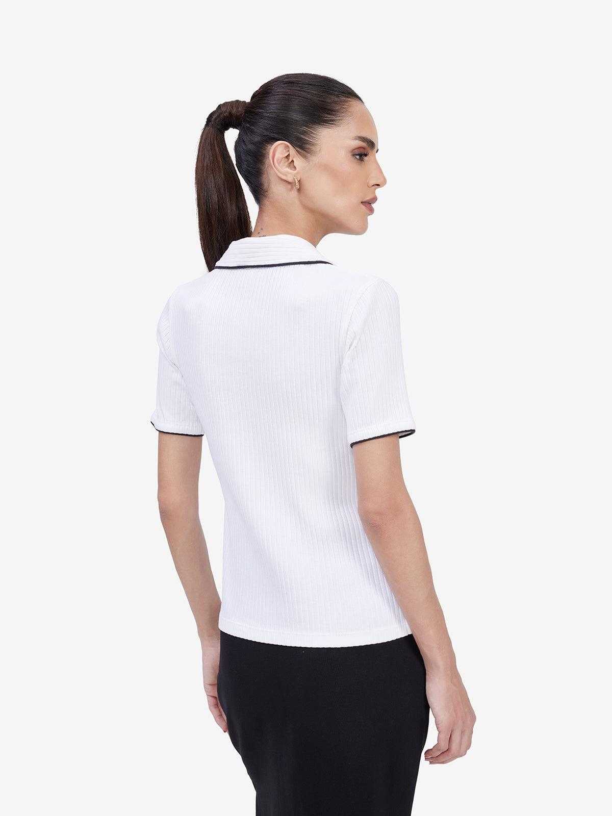 Women White Short Sleeves Top