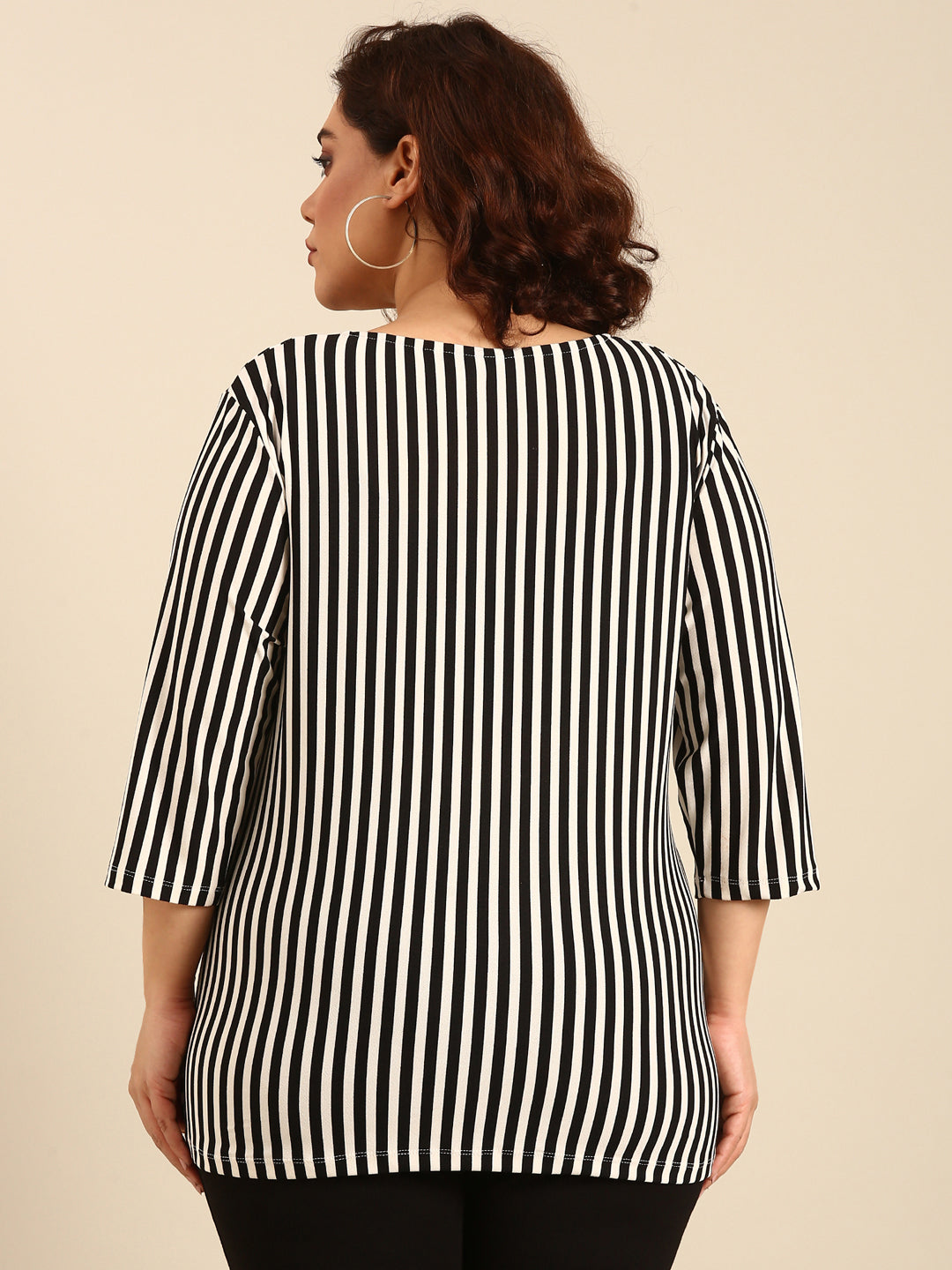 Women White Bias Striped Top