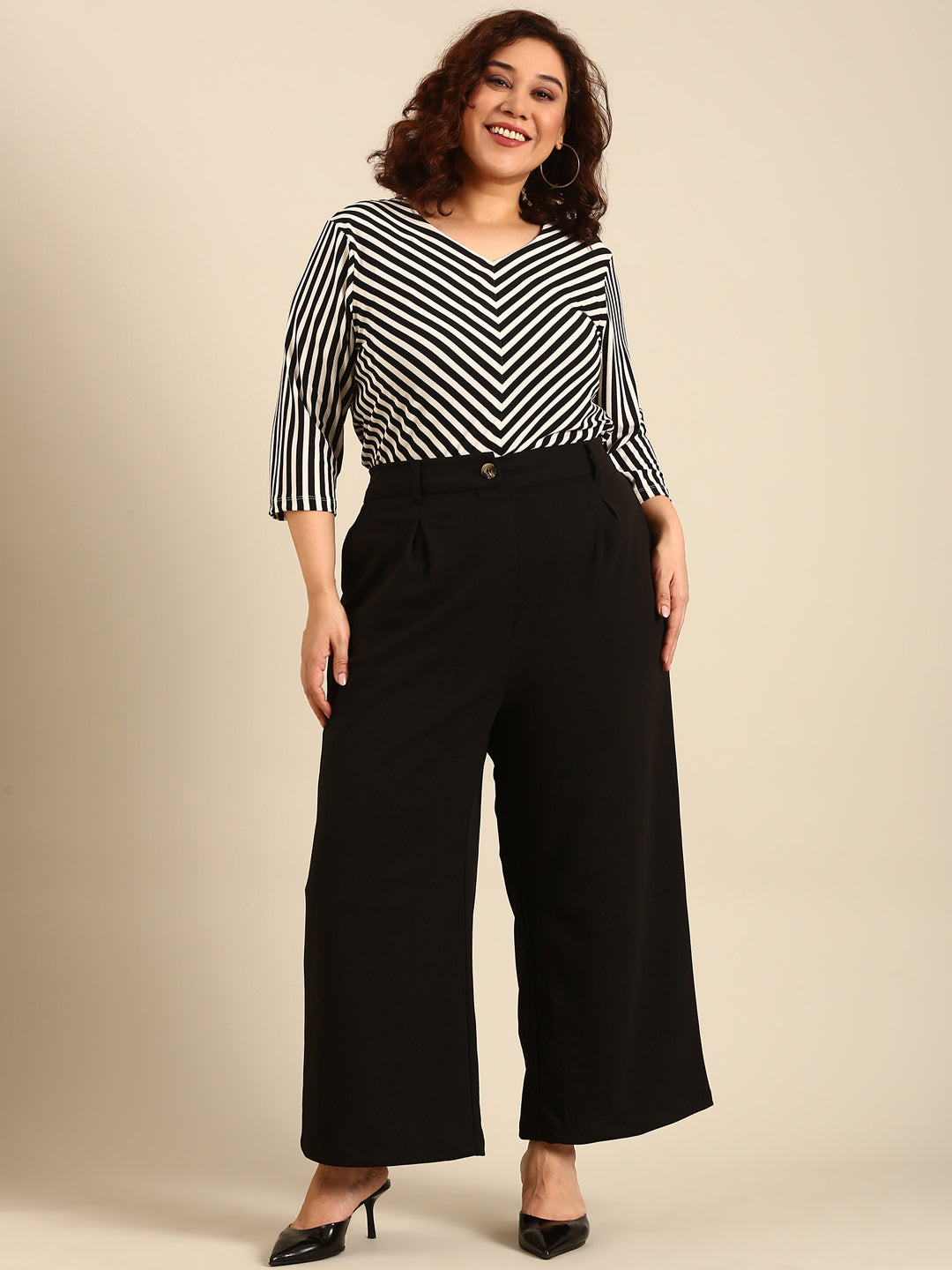 Women White Bias Striped Top