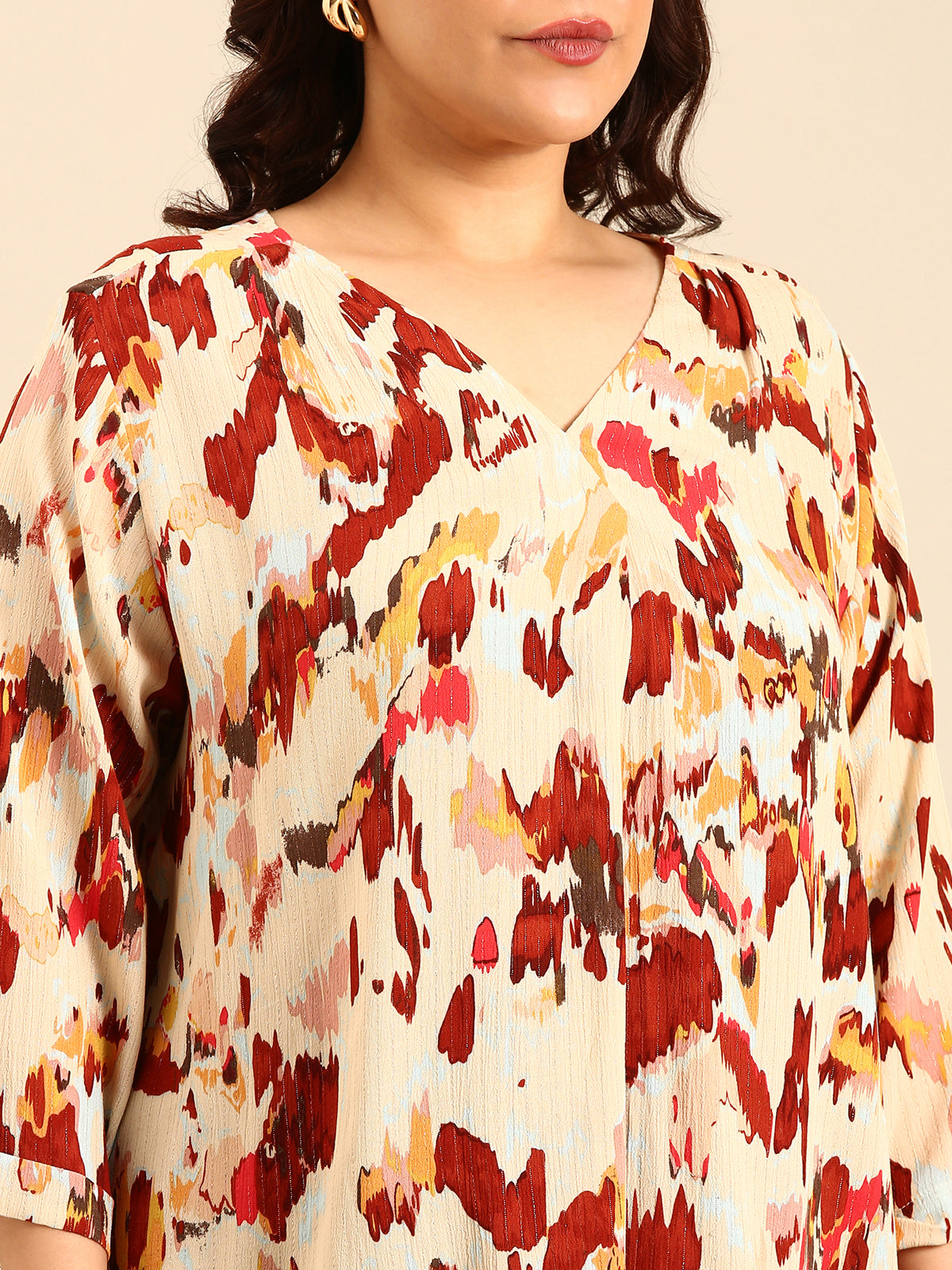 Women Abstract Print Lurex Top
